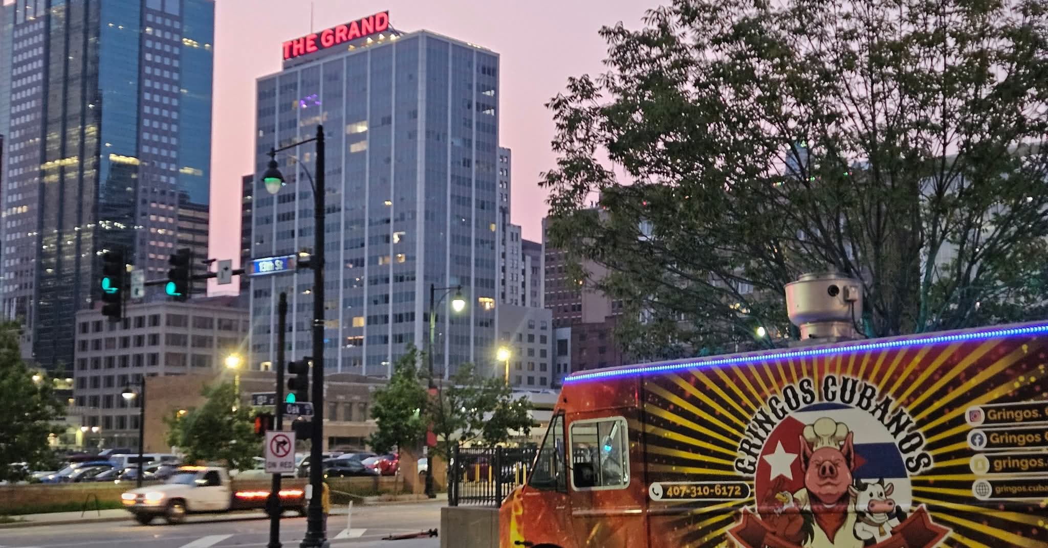 Gringos Cubanos truck and city skyline